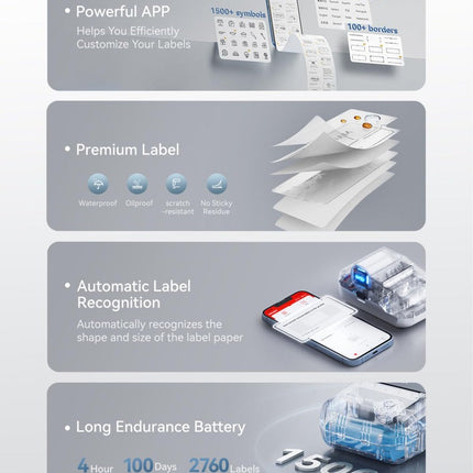 NB493 - NIIMBOT - B1 - PORTABLE THERMAL LABEL BLUETOOTH PRINTER INCLUDING FREE LABEL (50*30MM - WHITE)