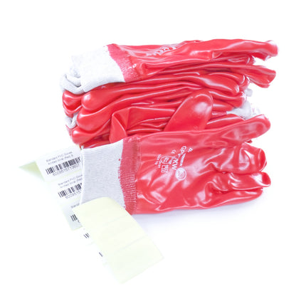 Standard PVC Gloves Knitted Wrist (Red) x 12 - Bulk Haven