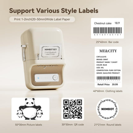 NB109 - NIIMBOT - B21 - PORTABLE THERMAL LABEL BLUETOOTH PRINTER INCLUDING FREE LABEL (50*30MM - WHITE)