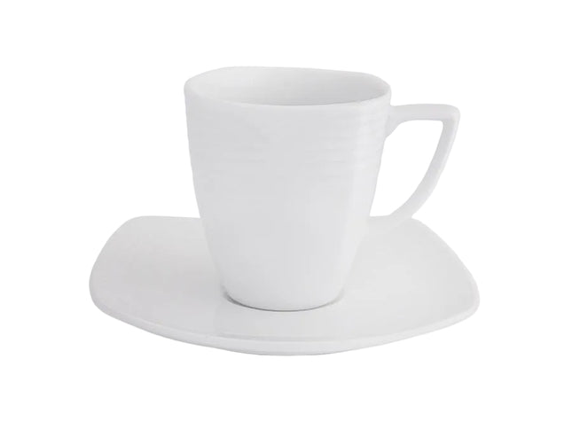 Noritake Arctic White Square Tall Cup & Saucer 220ml - Bulk Haven