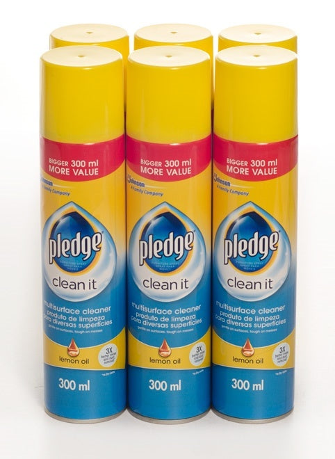 Pledge Multi-Surface Cleaner Lemon 300ML x 6 - Bulk Haven