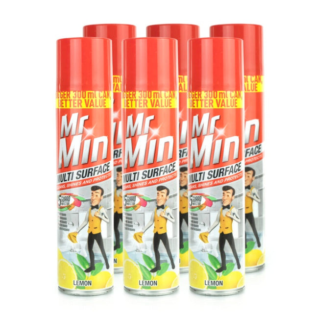 Mr Min Multi-Surface Lemon 300ML x 6 - Bulk Haven